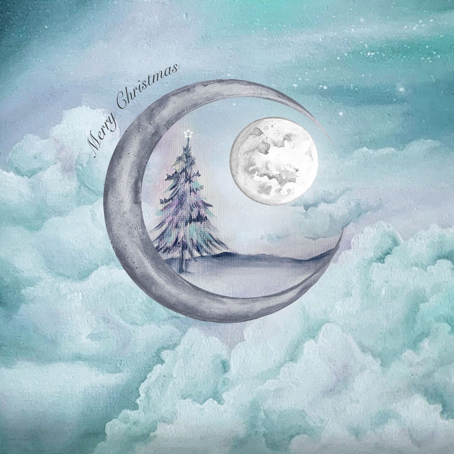 Christmas Tree Moon Card