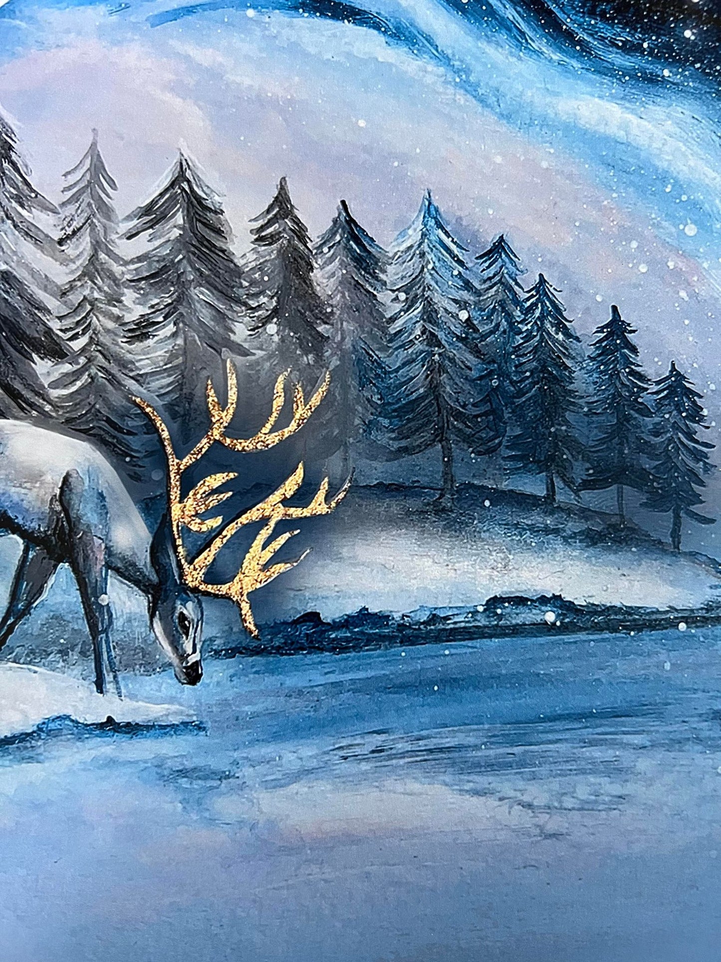 Deer & Lake Art Print