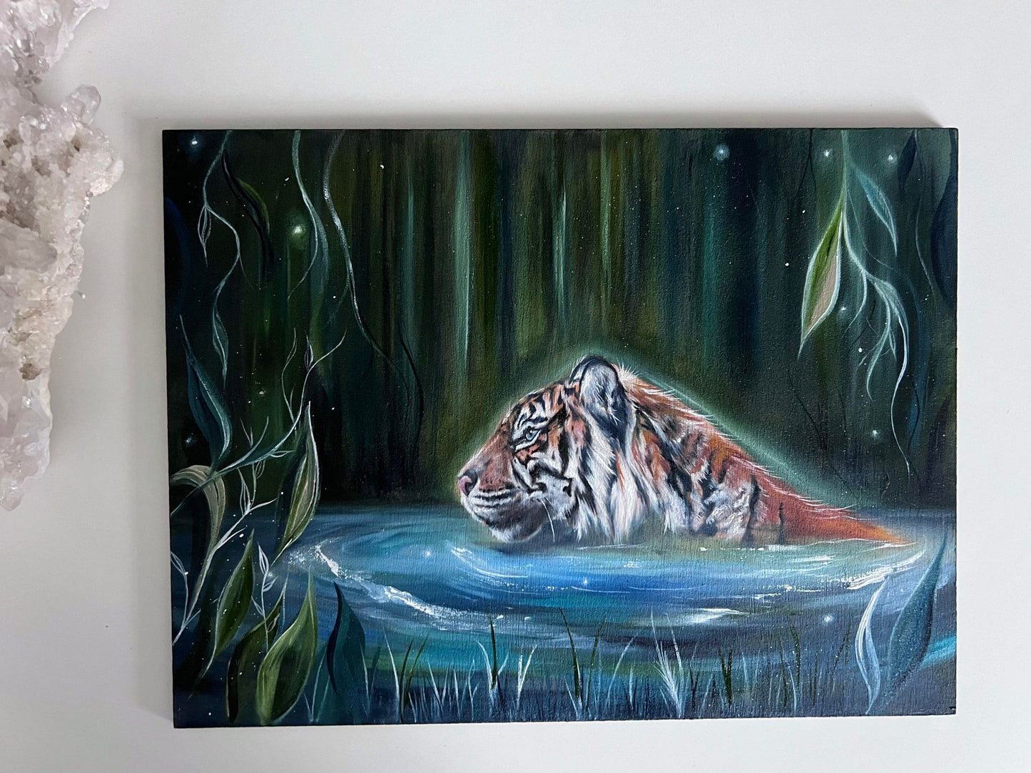 Swimming Tiger Original Oil Painting