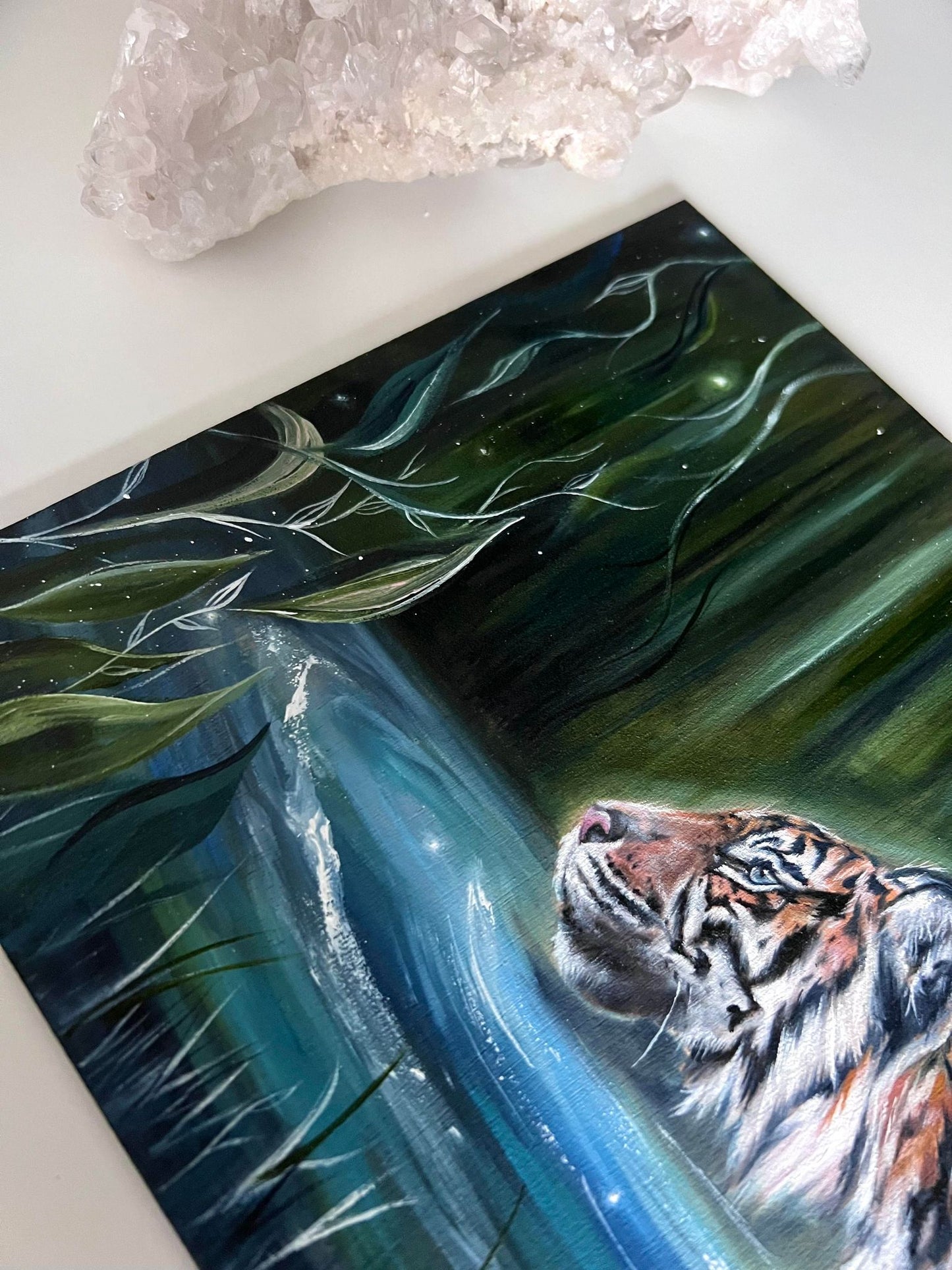 Swimming Tiger Original Oil Painting