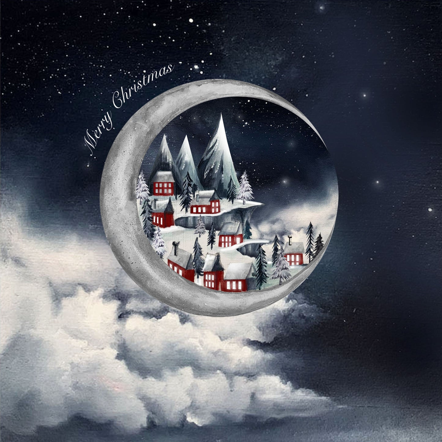 Christmas Town Moon Card