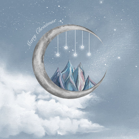 Christmas Mountain Moon Card