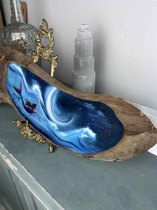 'Moon Mermaid' Original Oil Painting on wood