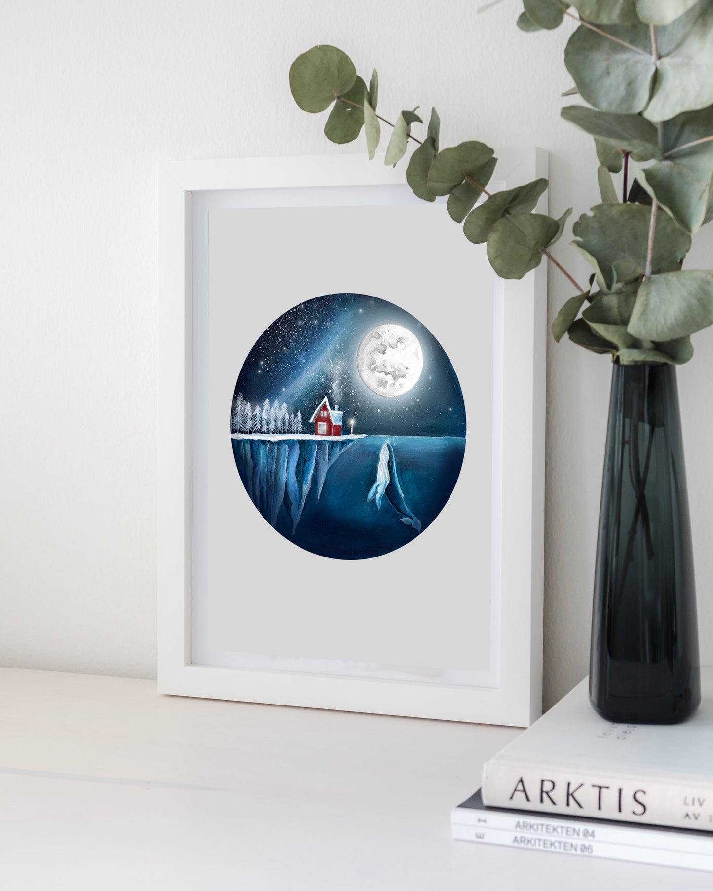 Whale & Moon Art Print