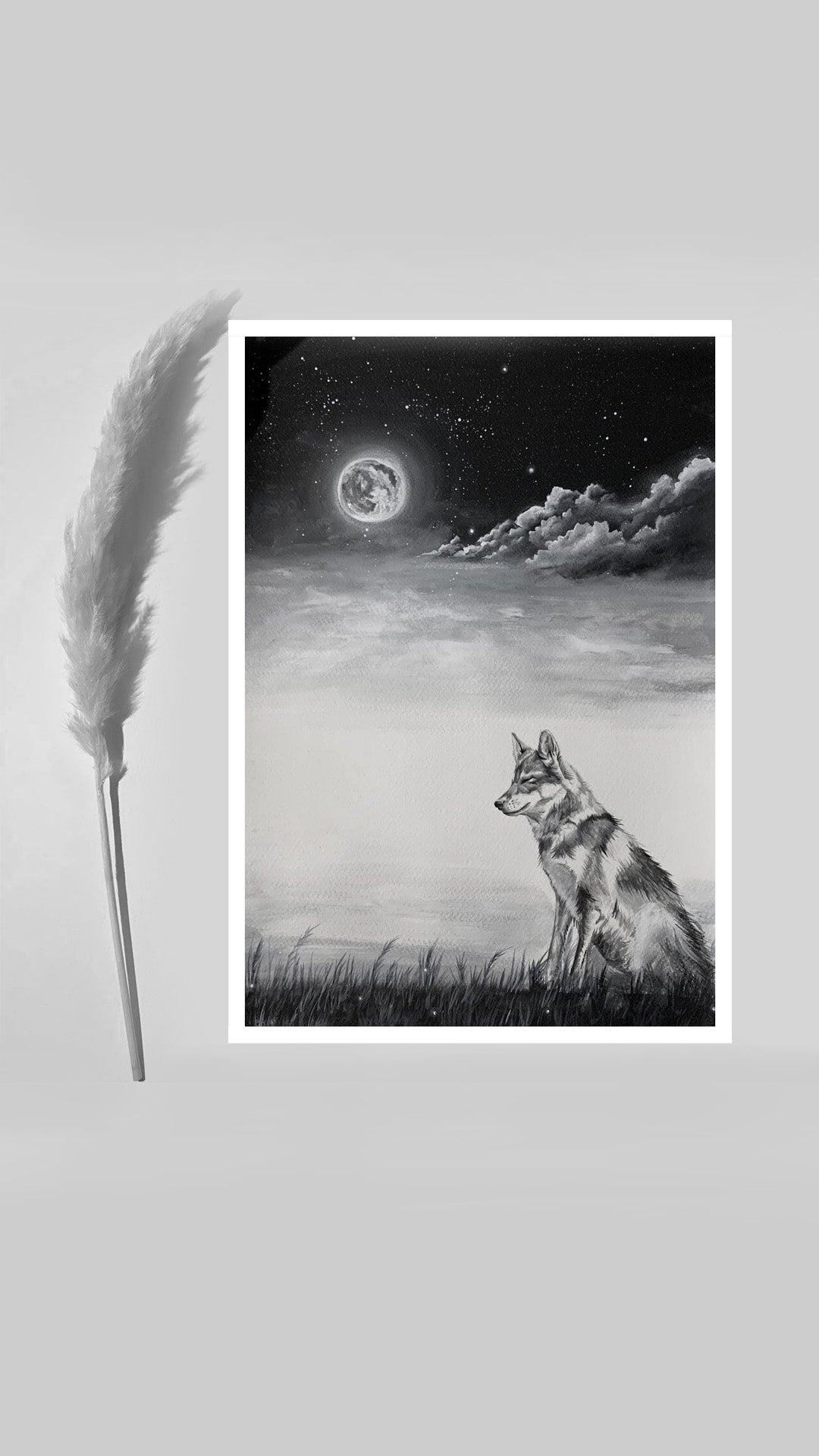 Wolf & Moon Art Print