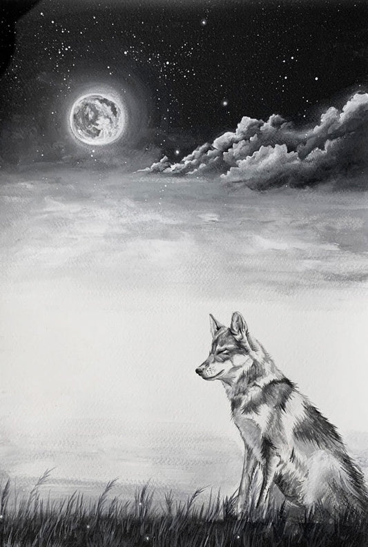 Wolf & Moon Art Print