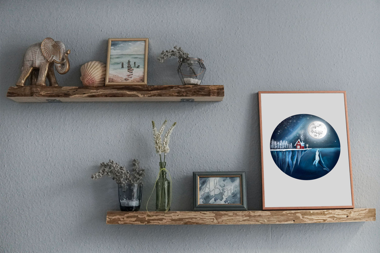 Whale & Moon Art Print